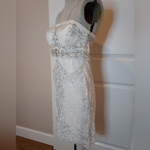 Sue Nocturne 1920s Strapless Sequined Beaded Gown - Picture 3 of 16